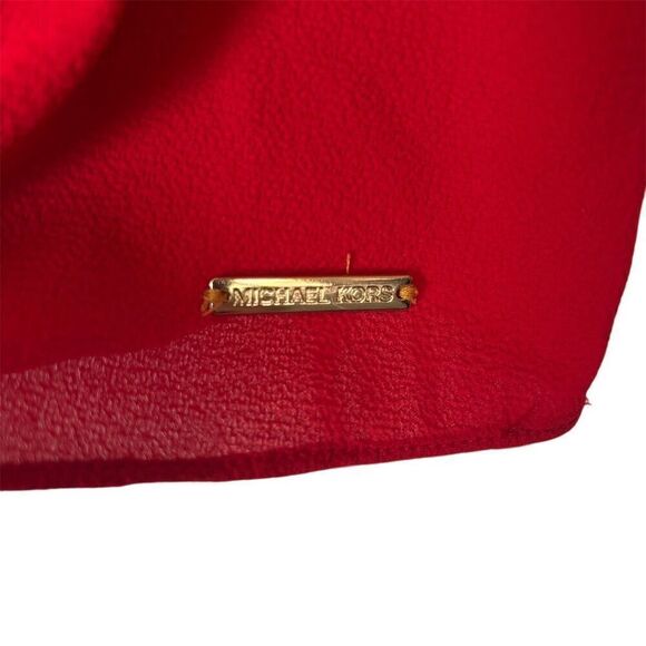 Michael Kors Women's Red Cold Shoulder Ruffle Dress Size M Petites - Picture 4 of 8